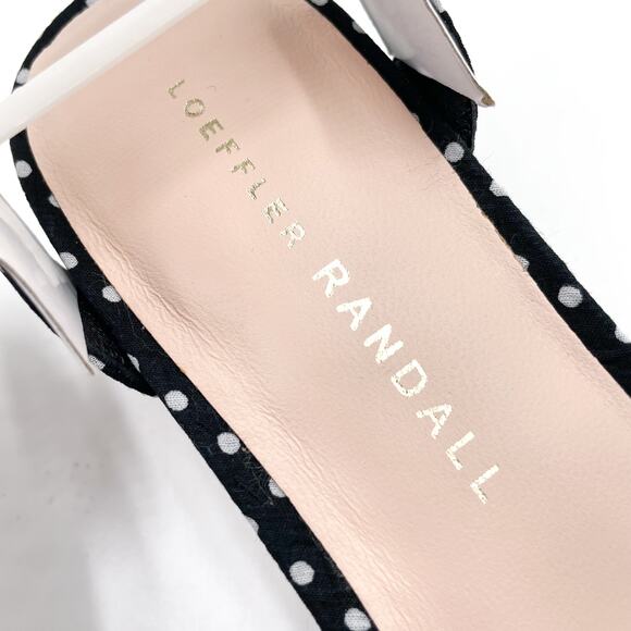 Loeffler Randall Leia Sandals Black Polka Dot Ankle Wrap Low Block Heel Sz 5.5‎ - Picture 9 of 13